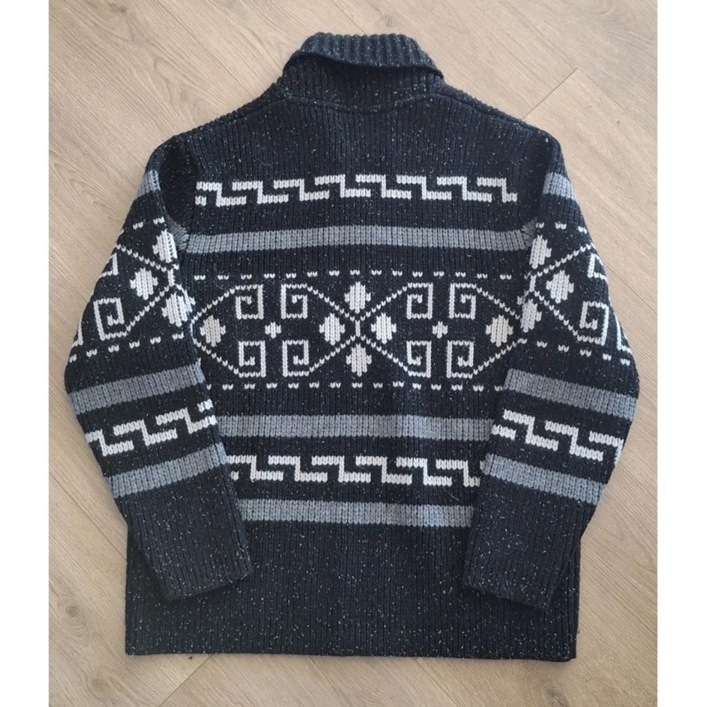 NWT Pendleton Black WESTERLEY DONEGAL FULL-ZIP LAMBSWOOL CARDIGAN Sweater Men XL - Picture 2 of 9